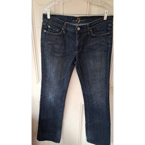 7 For All Mankind Jeans Dark Wash Distressed Bootcut Size 32 Straight Read